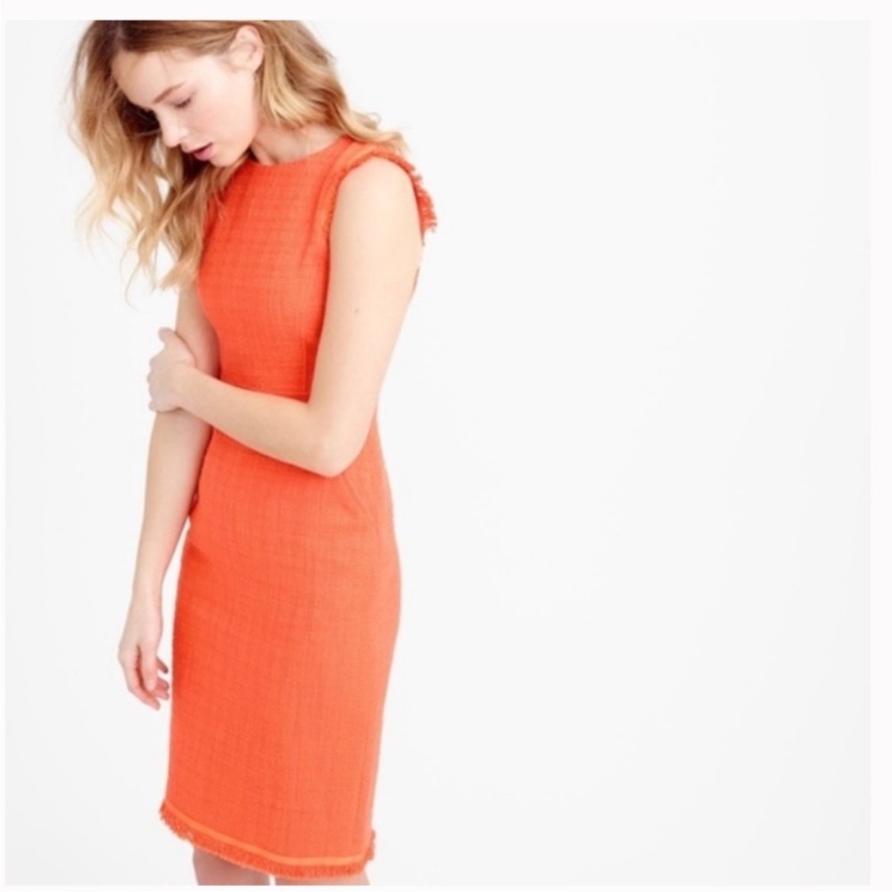 J.Crew Red Orange Tweed Fitted Dress